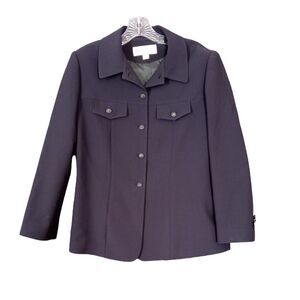 Graphic Mode Jacket Blazer Women US Large Black Lined Decorative Button